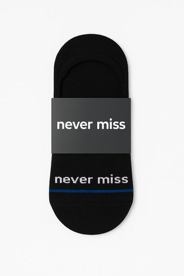 Nevermiss Premium No Show Socks 3 Pack - Black